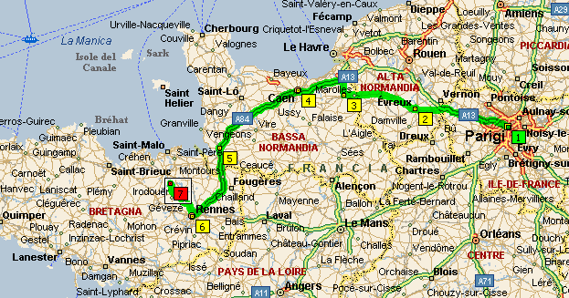 itinerario da Parigi a Calorguen