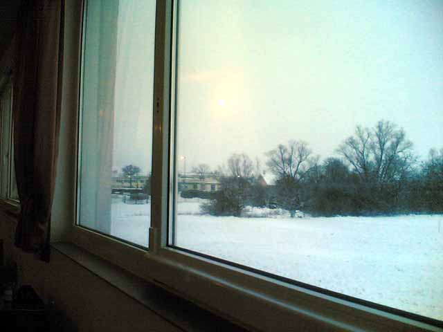 vista dll'hotel di Treiskirchen, neve dappertutto
